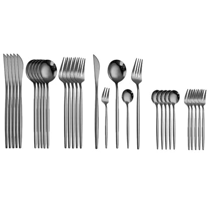Clairvoyant Elegance - Stainless Steel Dining Set  (30 pieces)