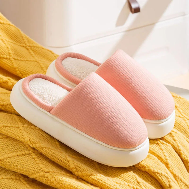 Winter Warm Thick Sole Cotton Slippers