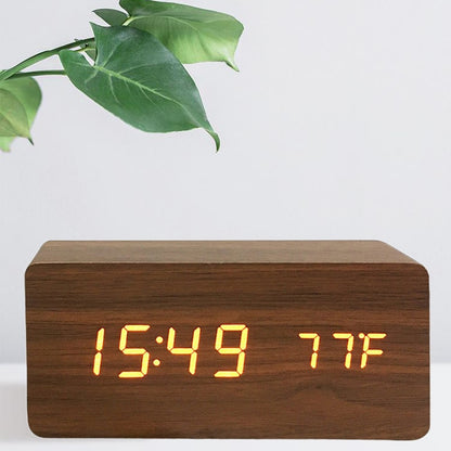 NatureBlend Digital - Wooden Clock with Digital Alarm Clock and Temperature