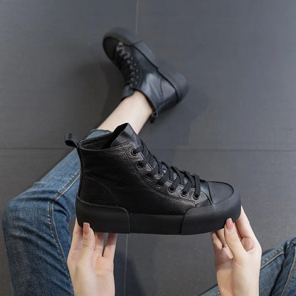 High Top Sneakers Genuine Leather - Esther